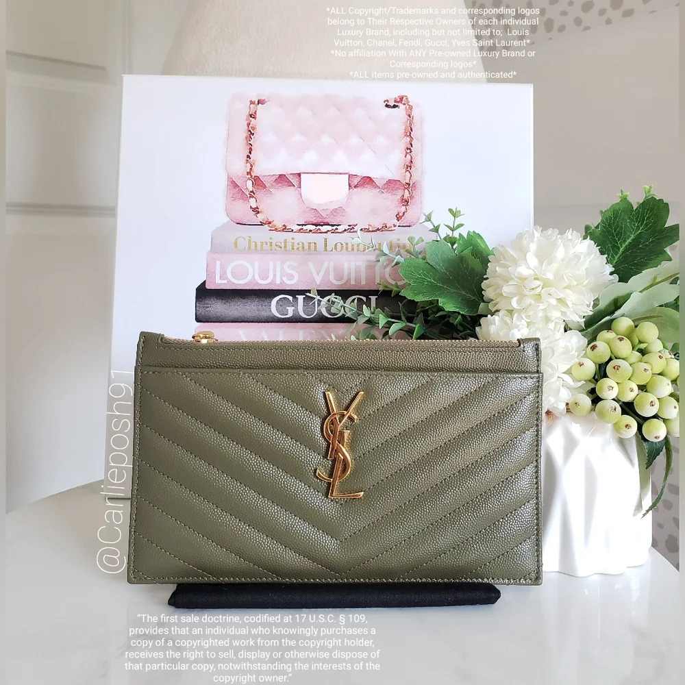 Authentic Pre-owned Yves Saint Laurent Grain De Poudre Bill Pouch Clutch - Picture 2 of 13